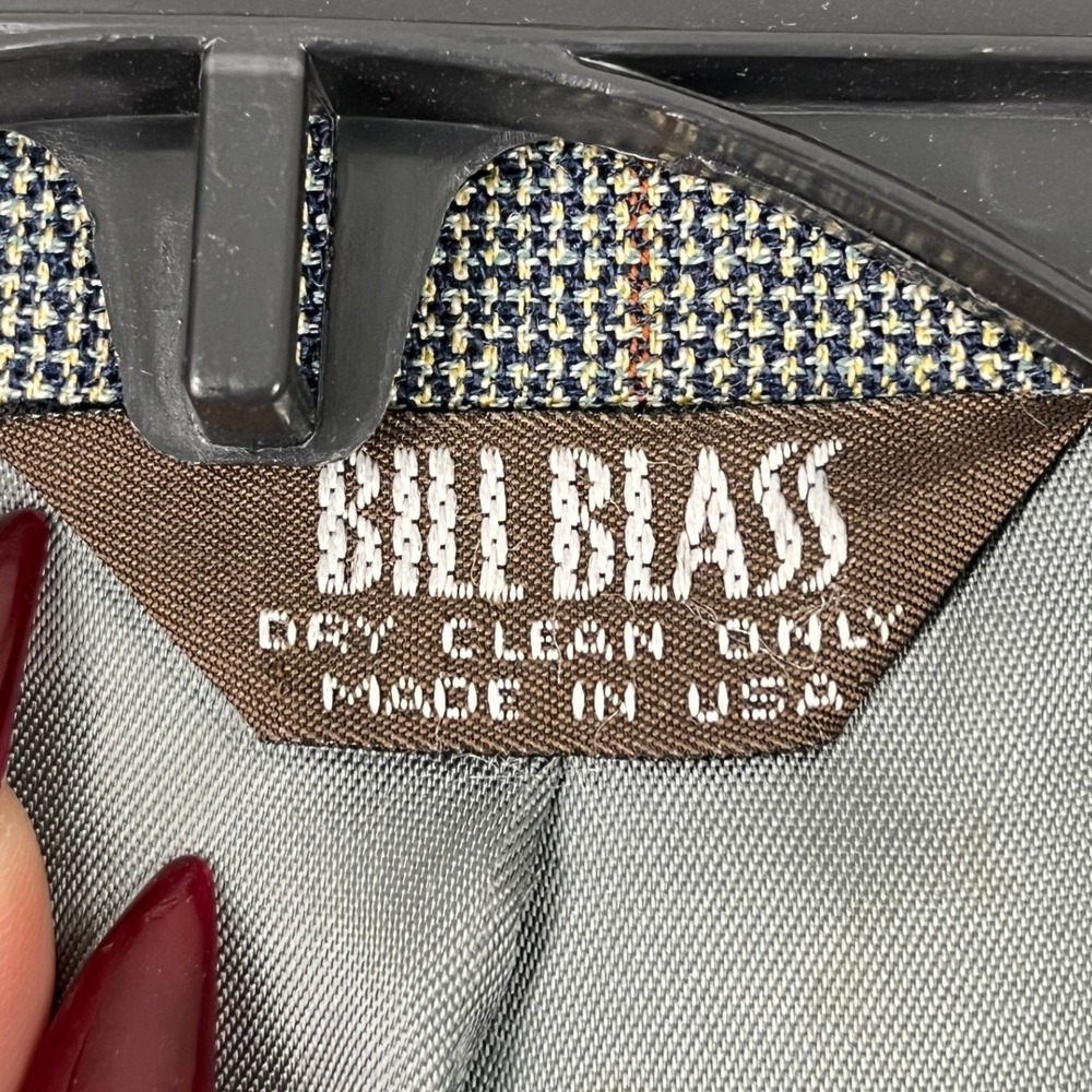 Bill Blass Windowpane Gorpcore Preppy Plaid Wool Blazer Jacket Mens 42 - Picture 4 of 14
